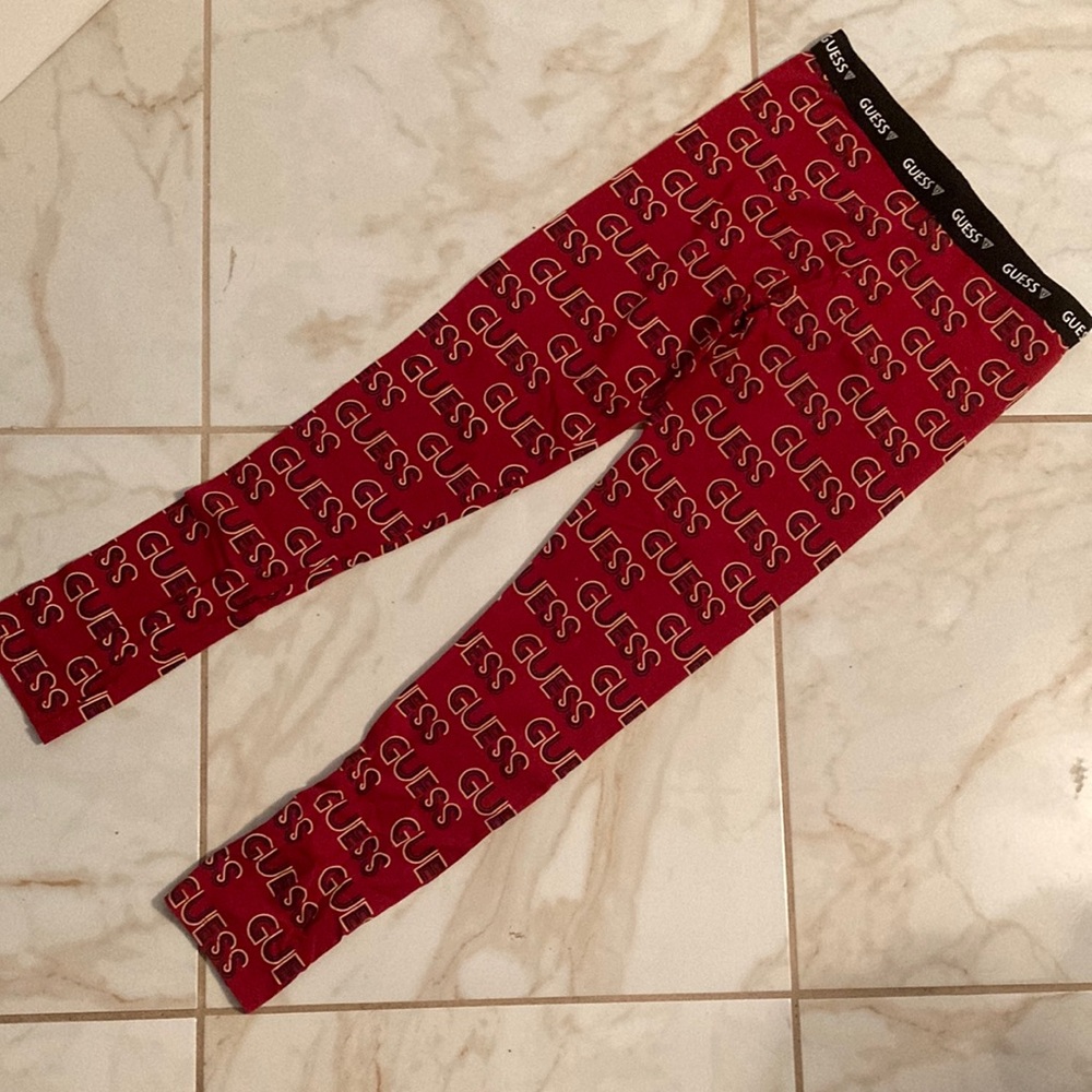 GUESS Red Logo-Print Kids Leggings